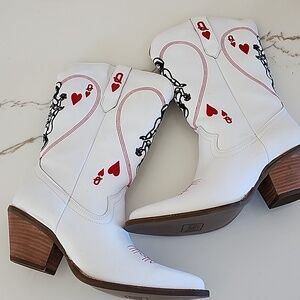 ⚡Women's White Cowgirl Boots Vintage Embroidered Riding Boots Western Slip On